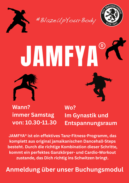 Jamfya Auf dem Plakat sieht man unseren neuen Kurs Jamfya, der immer Samstags von 10.30 - 11.30 stattfindet.