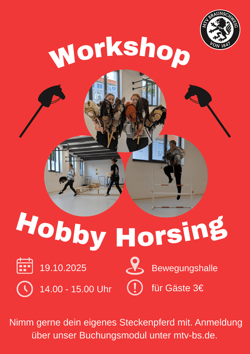 Hobby Horsing Auf dem Bild sieht man den neuen Hobby Horse Workshop, der am 19.10.2025 ab 14 Uhr stattfindet.